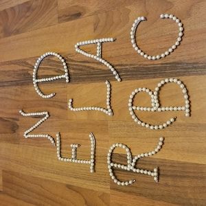 Pearl Monogram Beaded Wired Christmas Ornament Letters R, B, C, D, E, L, N & A